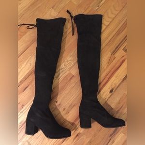 New over the knee black tieland suede Stuart Weitzman boots size 7